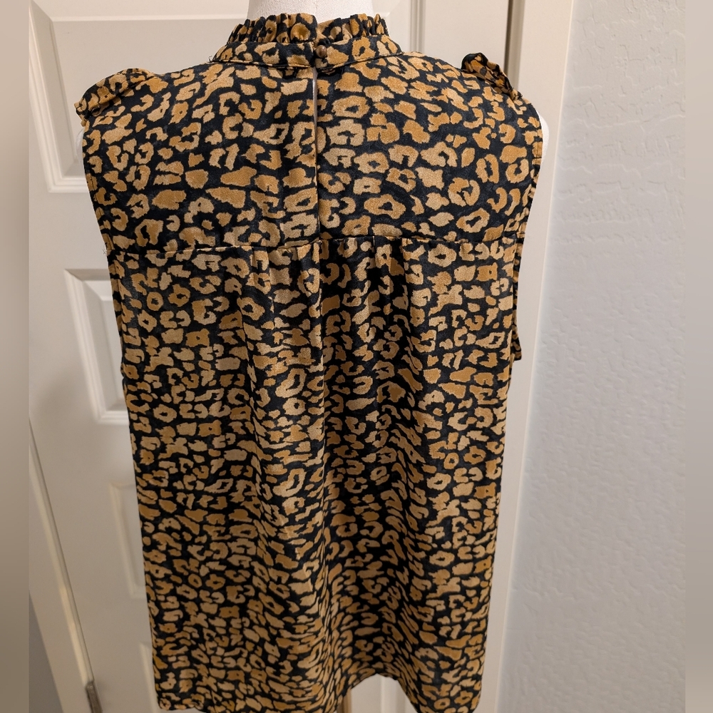 WHO WHAT WEAR Leopard Print Blouse Ruffle Mock Neck Size XXL - Picture 5 of 11